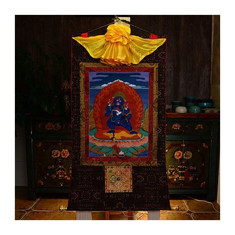 Nepali Cotton Black Jambhala Hindu God of Wealth Thangka Prints