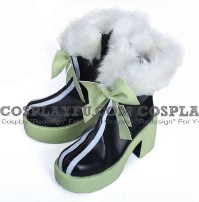 Bowknot Green and Black Square Heels Lolita Shoes (ZV3)