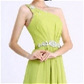 A-Line One Shoulder Crystal Floor-Length Ball Gown Dress