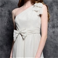 A-Line One Shoulder Sash Ribbon Floor-Length Ball Gown Dress