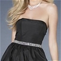 A-Line Strapless Crystal Little Black Dress (A91)
