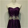 A-Line Strapless Crystal Sweep Brush Train Ball Gown Dress