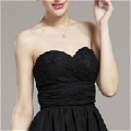 A-Line Strapless Lace Knee-Length Little Black Dress