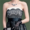A-Line Strapless Lace Little Black Dress (A146)