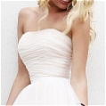 A-Line Strapless Tiers Knee-Length White Party Dress