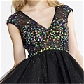 A-Line V-neck Crystal Short Mini Ball Gown Dress