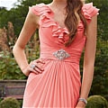 A-Line V-neck Ruching Prom Dress (B85)