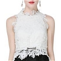 Princess Scoop Neck Lace Short Mini Black White Prom Dress