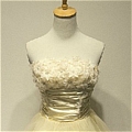 A-Line Strapless Flower Knee-Length Prom Dress