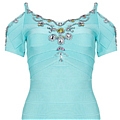 Sheath Column V-neck Crystal Ball Gown Dress (D87)
