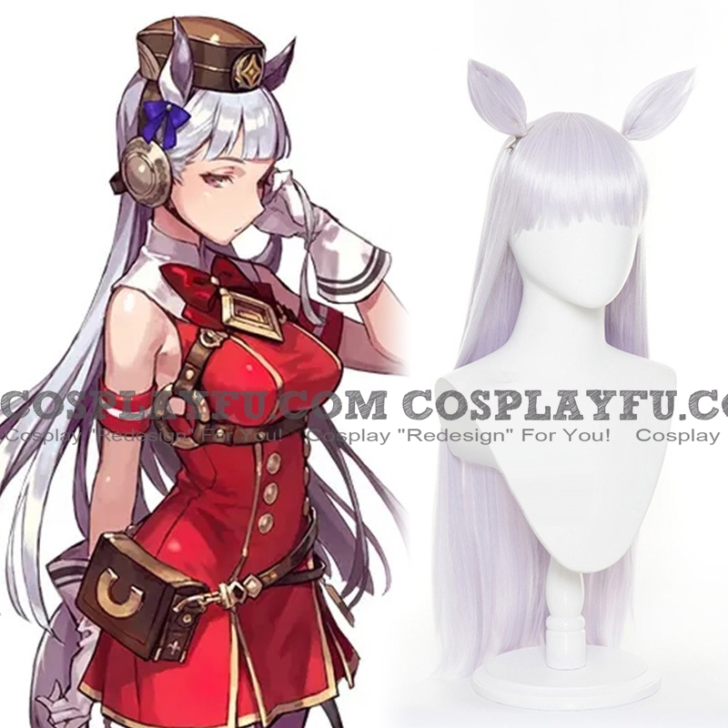 Uma Musume Pretty Derby 골드 쉽 가발 (Long Straight Silver, with Ears, 209)