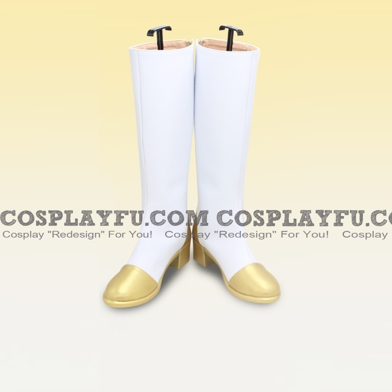 Cosplay Medium White Golden Boots (474)