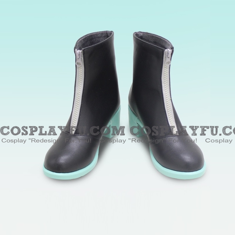 Cosplay Short Lolita Maid Black Blue with Zippers Shoes (475)