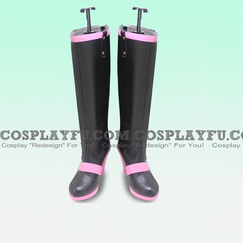 Cosplay Tall Long Black Pink Boots (478)