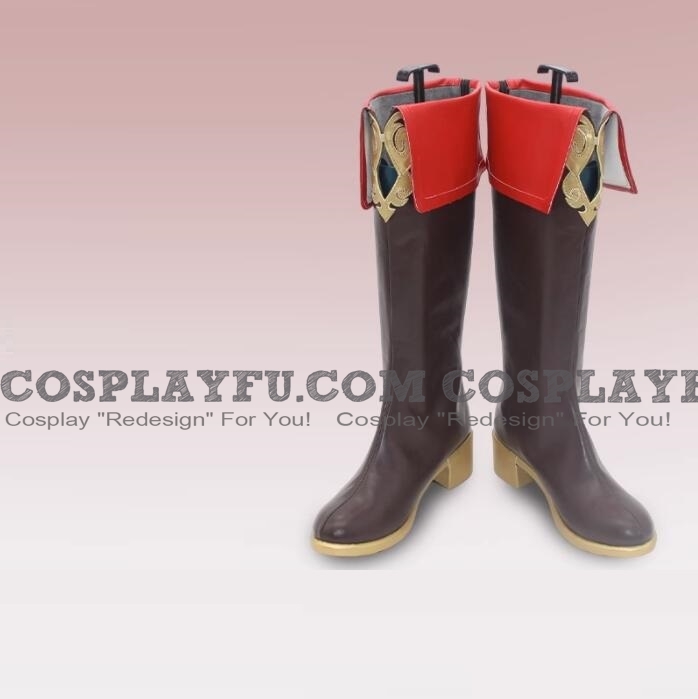 Cosplay Long Brown Red Boots (679)