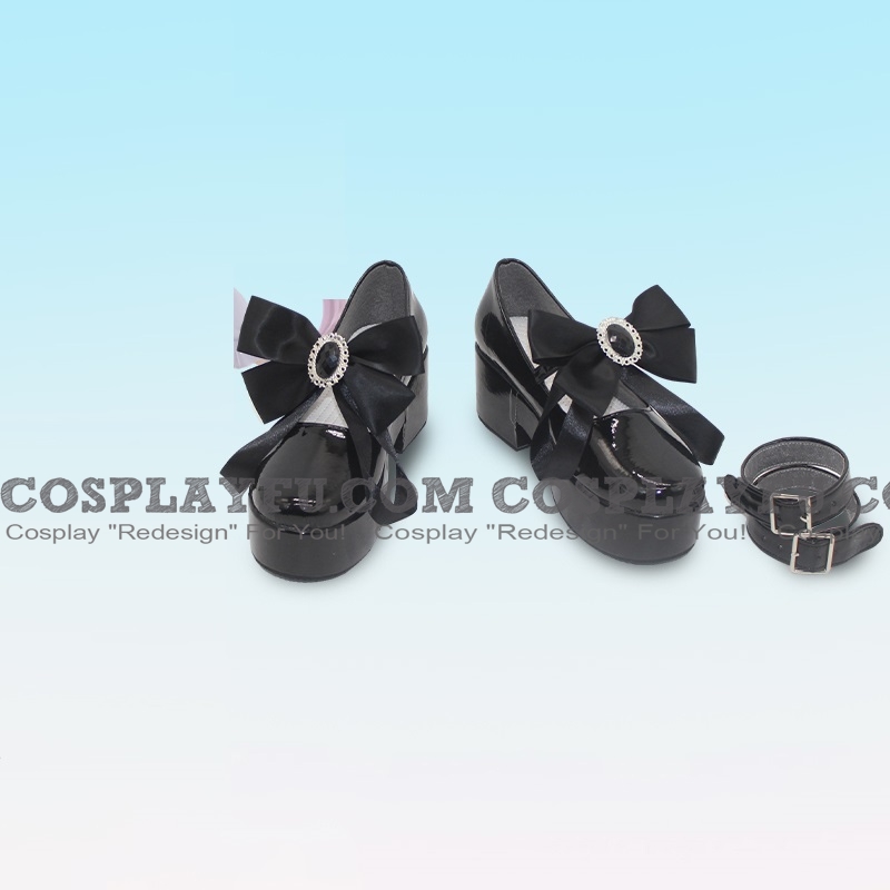 코스프레 Lolita Black Ribbon Shoes (160)