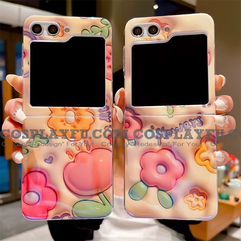 Z Flip 5 Love Star Flowers Telefone Case for Samsung Galaxy Z Flip 5 Cosplay