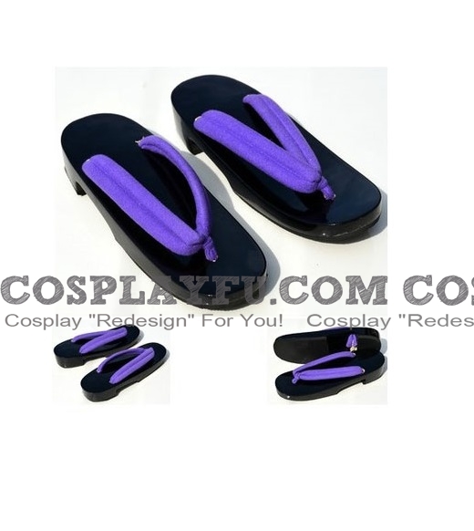 コスプレ ロリータ ショート ブラック パープル Geta 靴 (580)
