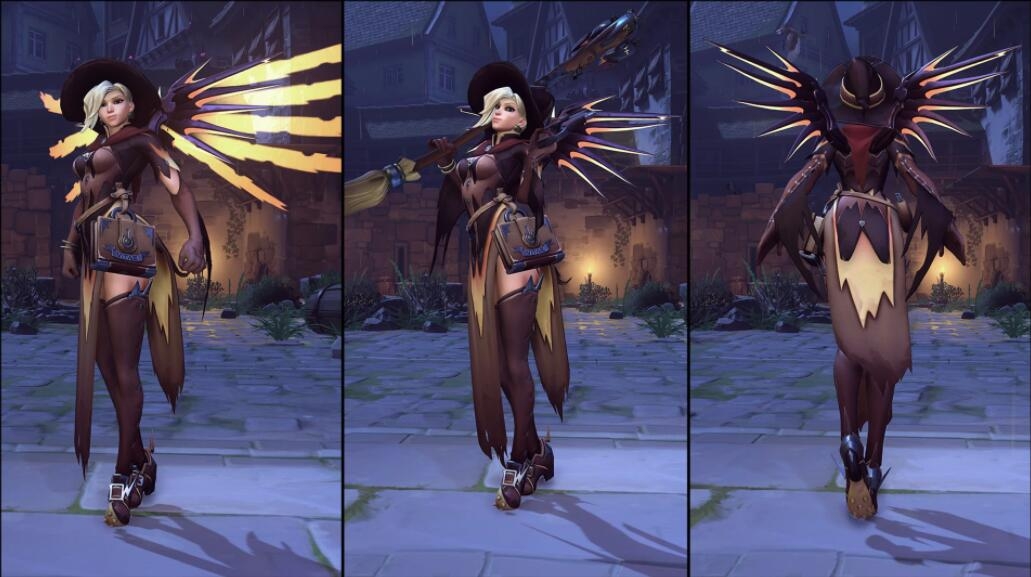 Mercy Cosplay Costume (Witch, Artificial Leather) from Overwatch