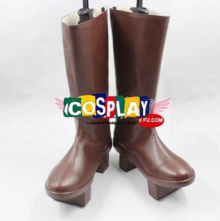 Cosplay Tall Long Japanese Geta Brown Boots (118)