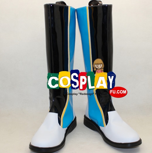 Cosplay lang Schwarz Blau Weiß Stiefel Cosplay (624)