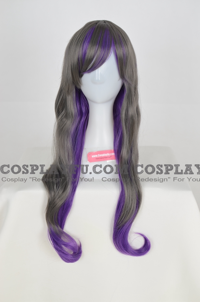 Long Curly Mixed Black and Purple Wig (1292)