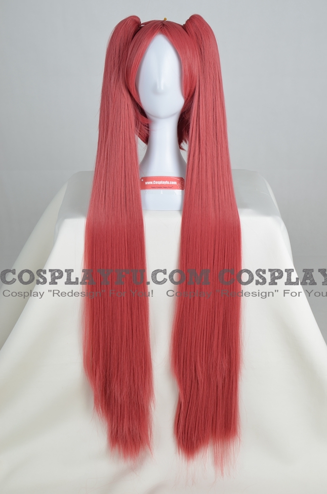 lang Twin Pony Tails Rot Perücke (3028)