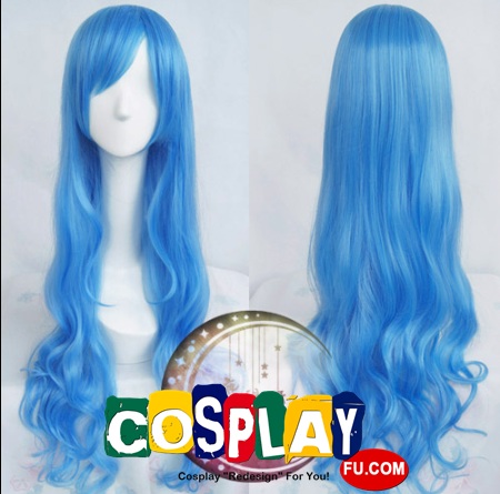 Long Curly Blue Wig (3366)