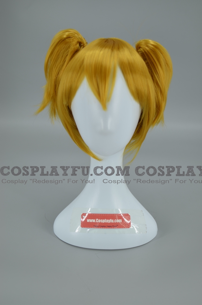 Short Straight Twin Pony Tails Blonde Wig (3069)