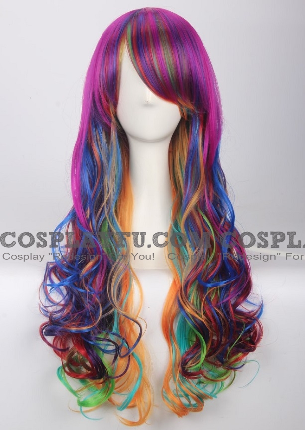 Long Curly Mixed Purple and Blue Wig (4682)