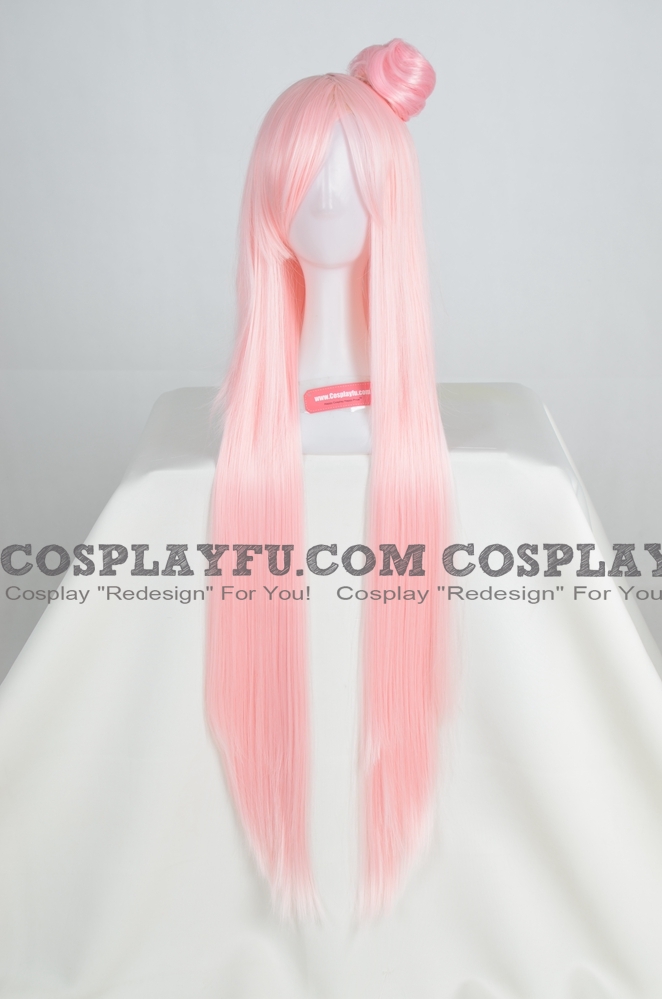 Long Straight Bun Pink Wig (4416)