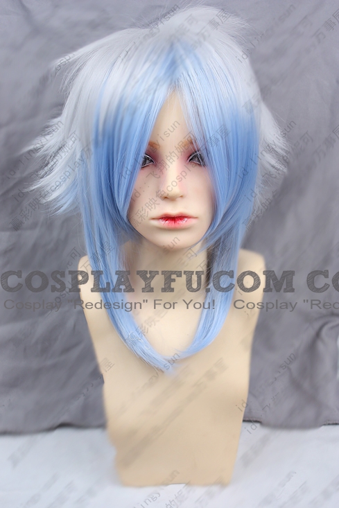 Short Straight Mixed White and Blue Wig (6967)