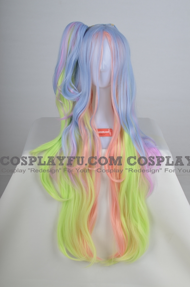 100 cm Long Pony Tail Mixed Blue and Pink Wig (8892)