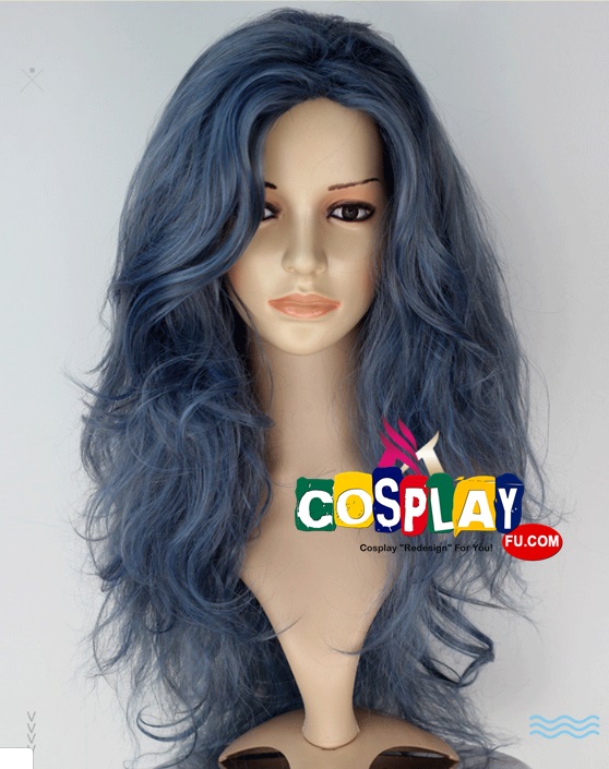 lang Curly dunkel Blau Perücke (8107)