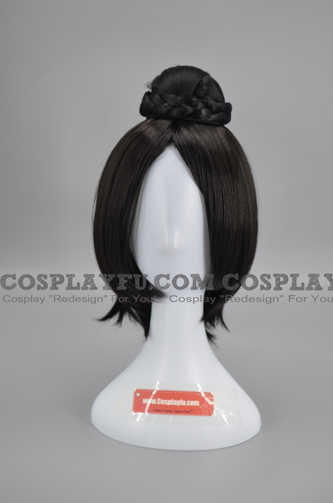 35 cm Short Bun 검은 가발 (8695)