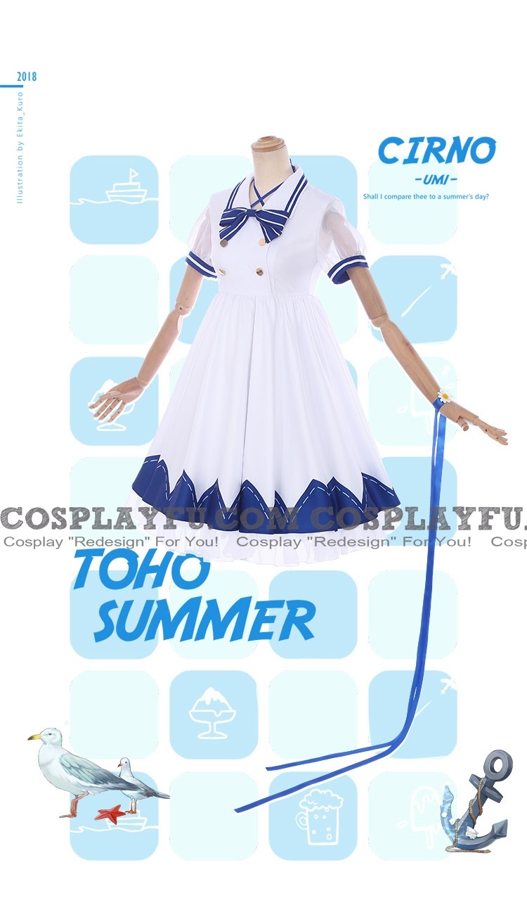 Cirno Cosplay Costume (Summer) from Touhou Project