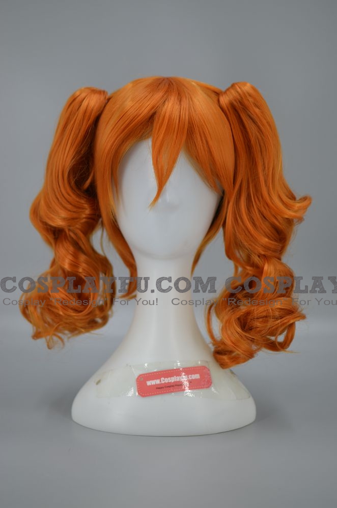 Orange Perücke (Mittel, Curly, Clip On)