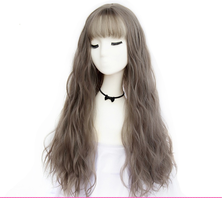 60 cm Long Curly Grey Wig