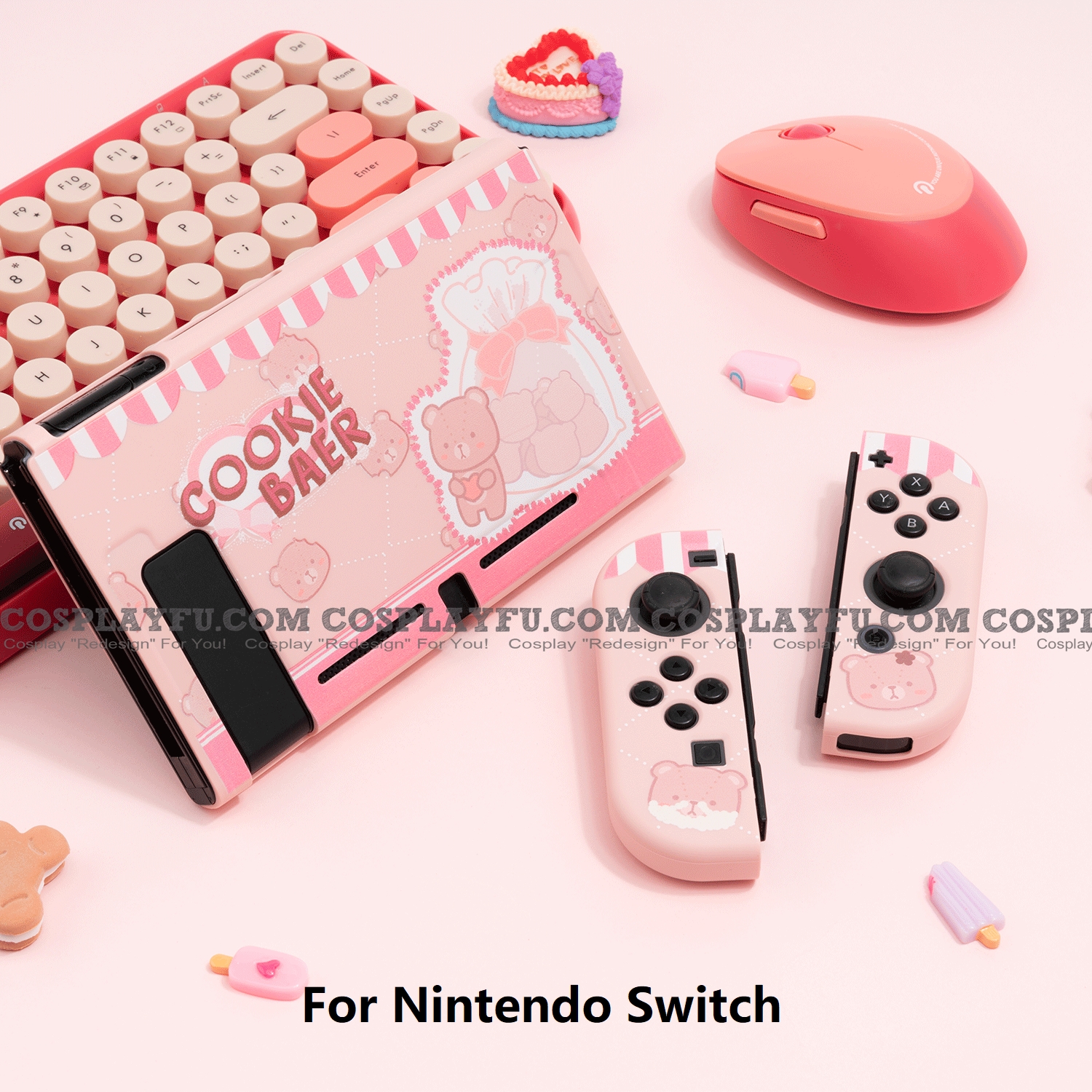 розовый Bear Nintendo Switch Protection Cover -TPU Косплей