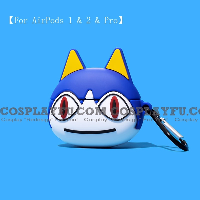 Cute Blue Rover Cat AirPods Silicone Case for Apple AirPods 1, 2, Pro from Animal Crossing
