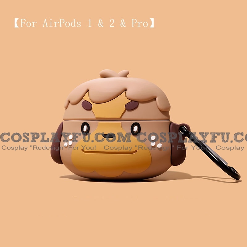 Cute Brown Mac Dog AirPods Silicone Case for Apple AirPods 1, 2, Pro from Animal Crossing