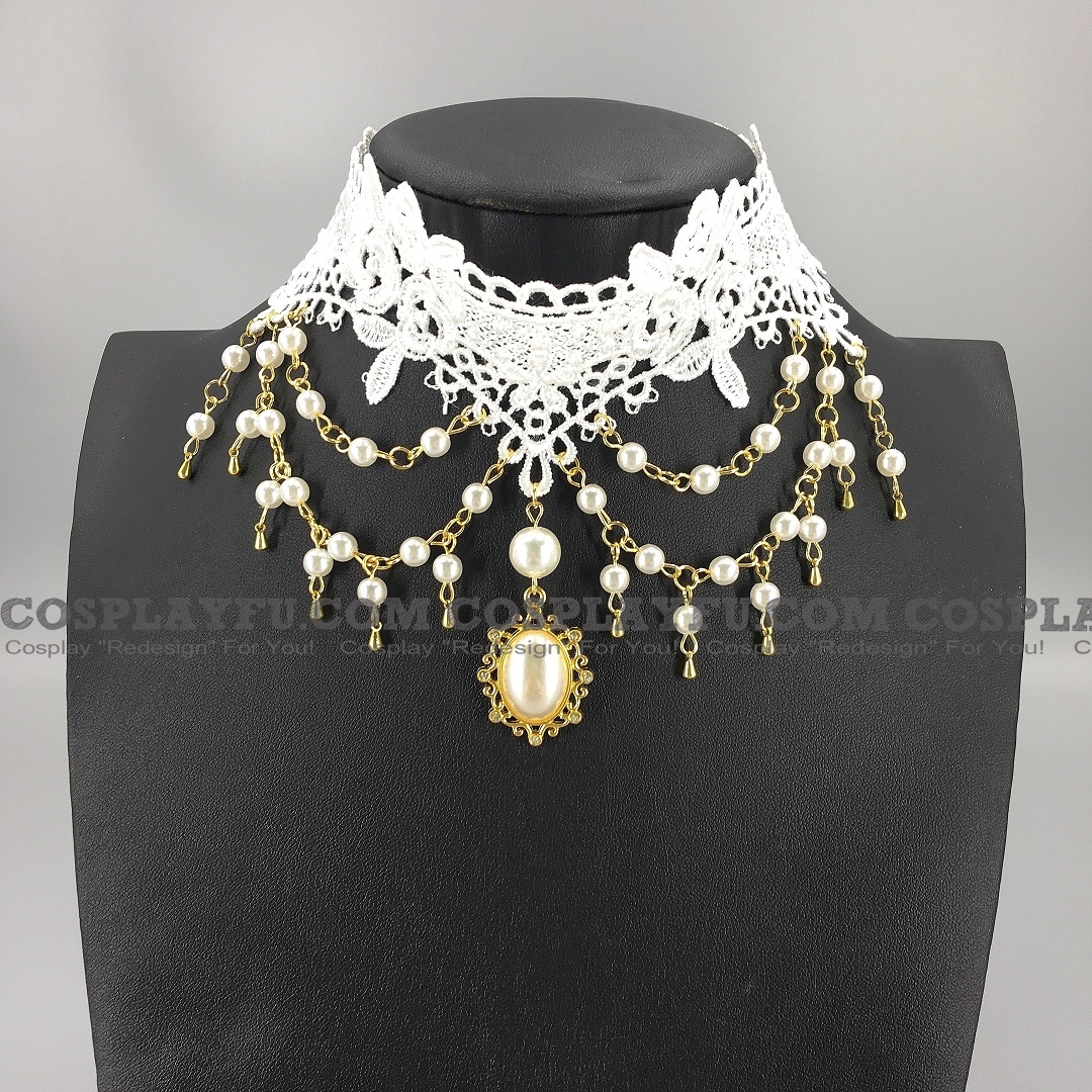 White Lace Lolita Luxury Lmitation Pearls Collar Choker for Women (1245)