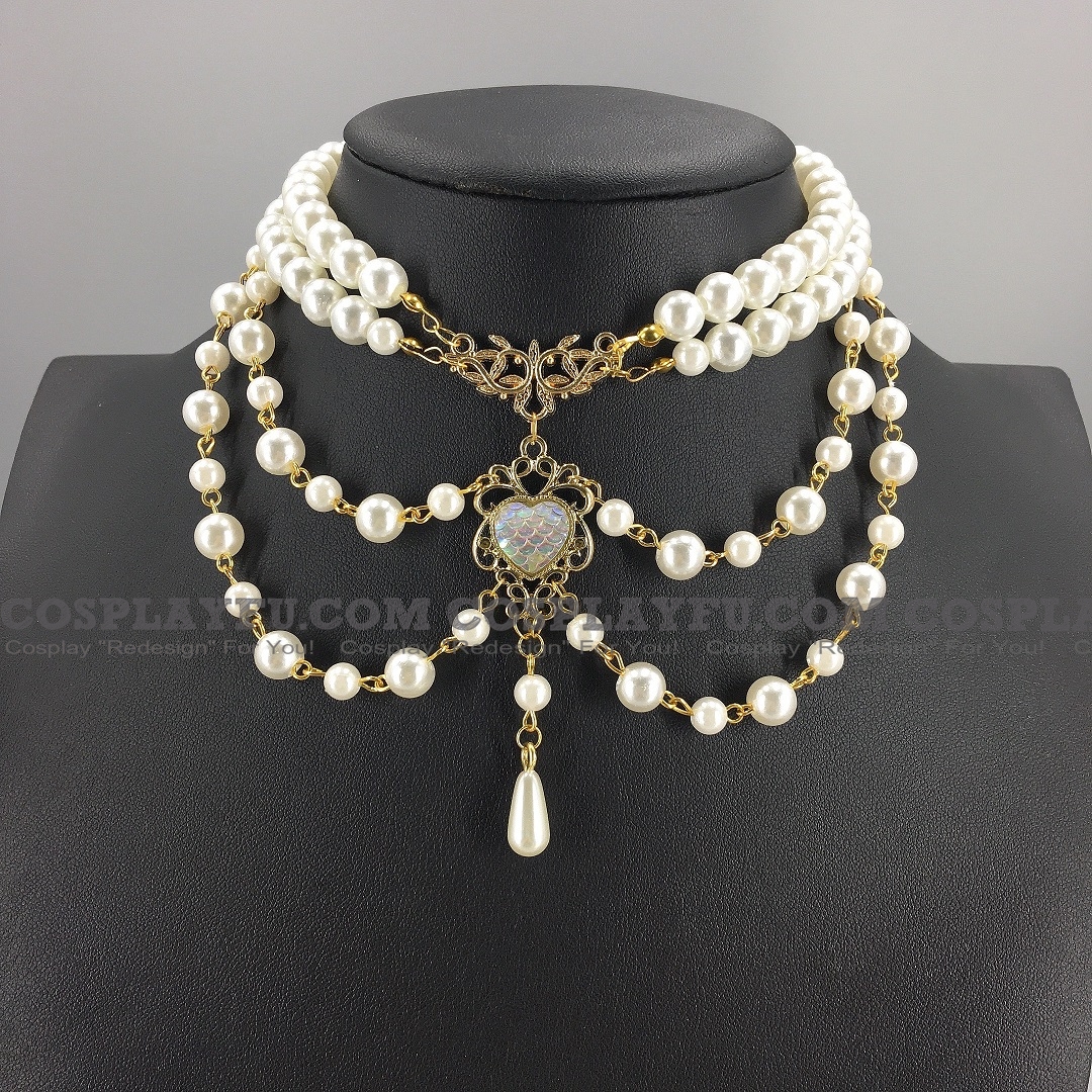 Branco e Ouro Imitation Pearls Layered Lolita Collar Choker for Women Cosplay (1035)
