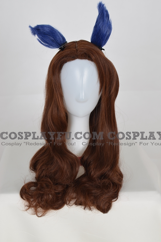 King Halo Wig (Long Curly Brown, with Ears) from Pretty Derby