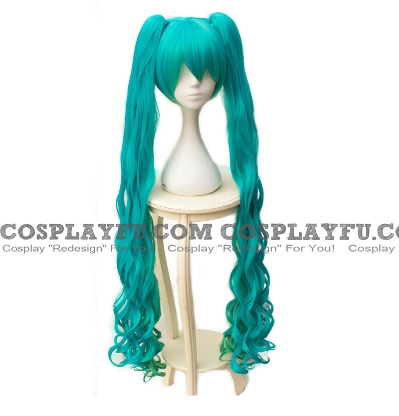 Cosplay Long Curly Green Twin Pony Tails Wig (782)