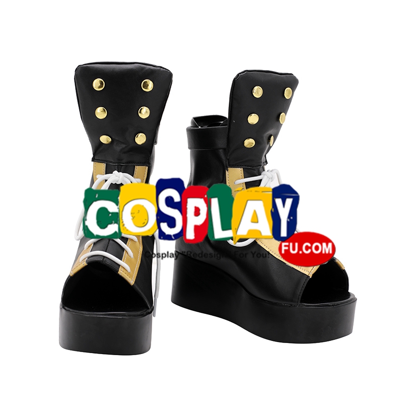 Cosplay Lolita Short Preto Dourado Sapatos (811)