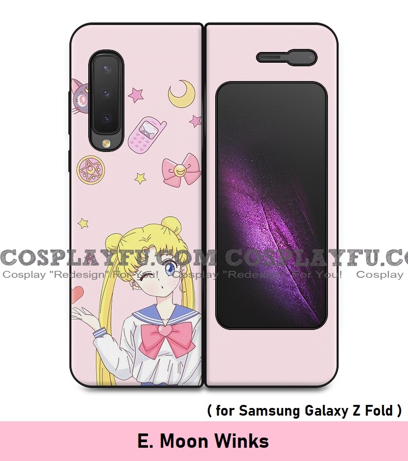 Handmade Leather Marinero Moon Japanese Teléfono Case for Samsung Galaxy Z Fold Cosplay (5G)