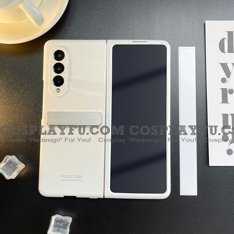 Handmade Elegant Korean White Black Cool Men with Holder with Hinge Skin Phone Case for Samsung Galaxy Z Fold 2 and Z Fold 3 (5G)