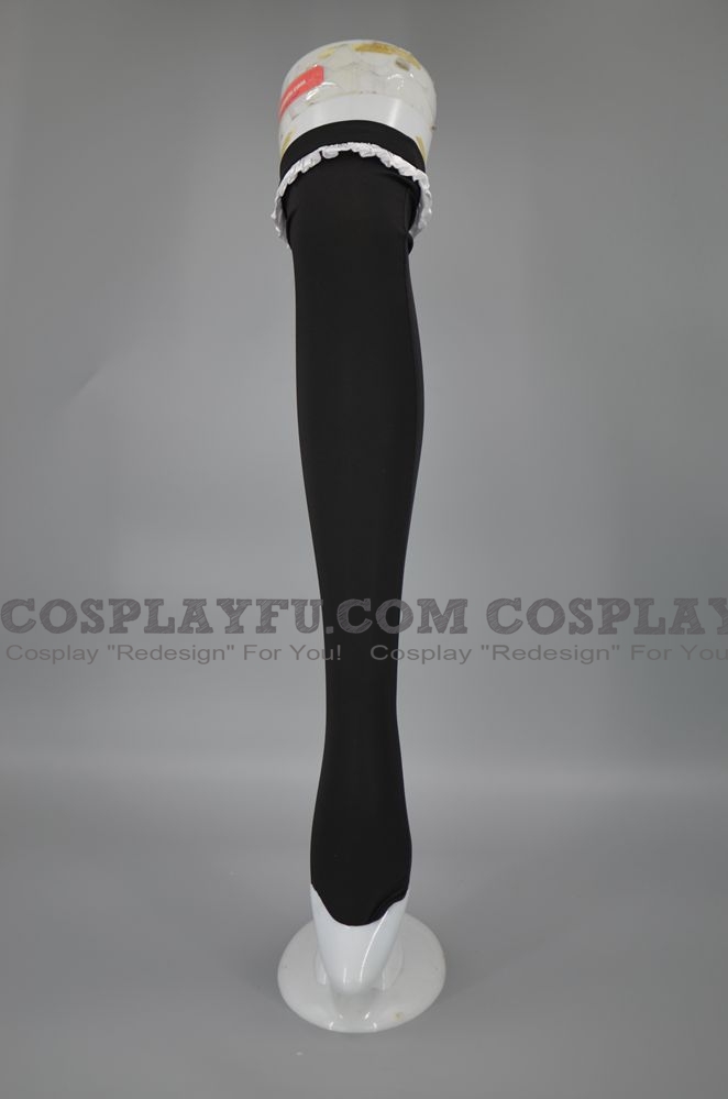 Nero Thigh Alta Calze with Bianco Rouche Calze Cosplay (2nd)