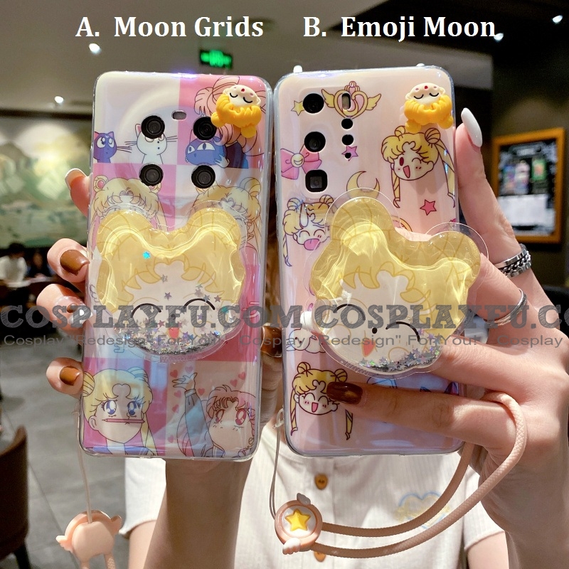 Japanese Girl 3D Glitters Holder Pink with Chain Phone Case for iPhone 7 8 se2 Plus X Xs XR XsMax 11 12 mini 13 Pro Max